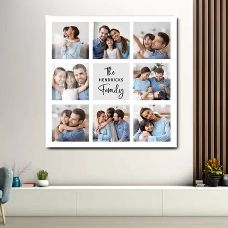 Family Photo Collage | Chic Modern Script  Customized Printed Square Acrylic Photo Frame