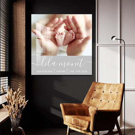 Newborn Birth Stats Customized Printed Square Acrylic Photo Frame