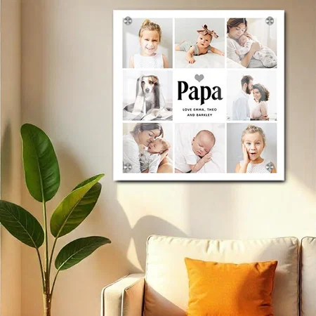 Simple and Modern | Photo Collage for Papa Customized Printed Square Acrylic Photo Frame