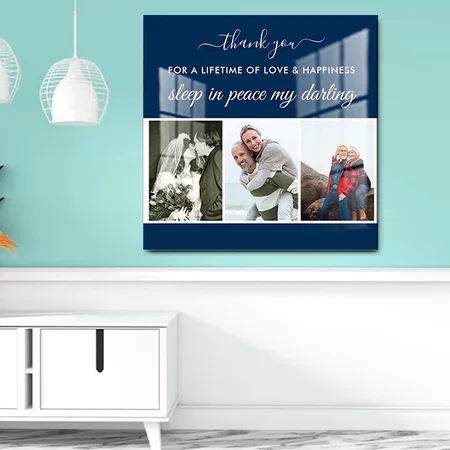 Remembrance Photo Strip Blue Sleep in Peace Customized Printed Square Acrylic Photo Frame