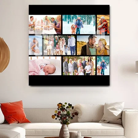 Masonry Grid 9 Photo Collage Black Customized Printed Square Acrylic Photo Frame