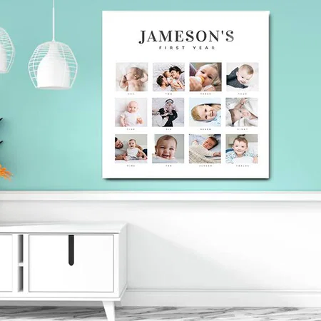 Modern Baby's First Year Keepsake Photo Calendar Customized Printed Square Acrylic Photo Frame
