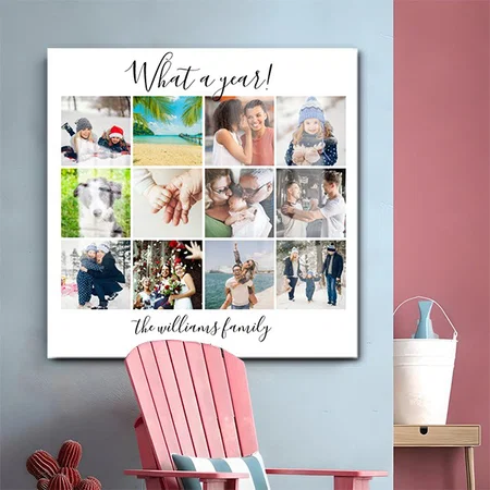 12 Photo Collage What A Year Customized Printed Square Acrylic Photo Frame