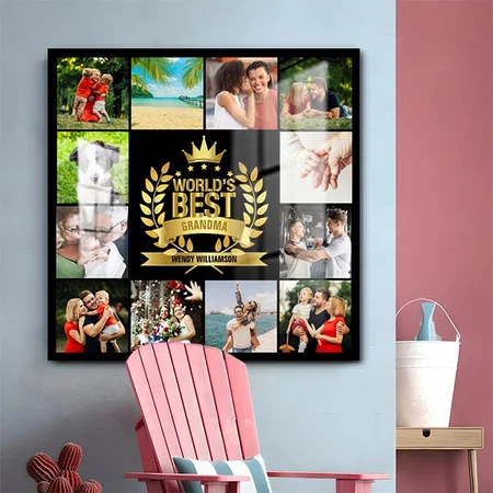 World's Best Grandmother Grandma Photo Collage Customized Printed Square Acrylic Photo Frame