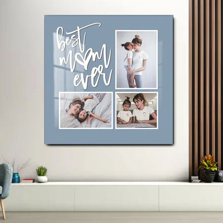 Dusty Blue Artsy Customized Printed Square Acrylic Photo Frame