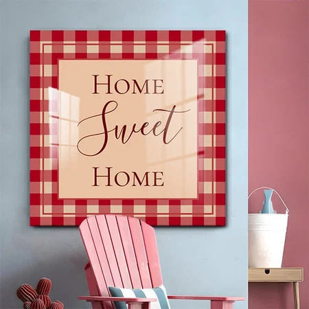 Home Sweet Home Checkered Customized Printed Square Acrylic Photo Frame