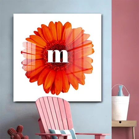 Gerbera Daisy Monogram Initial Customized Printed Square Acrylic Photo Frame