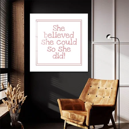 She Believed She Could So She Did Pink Customized Printed Square Acrylic Photo Frame