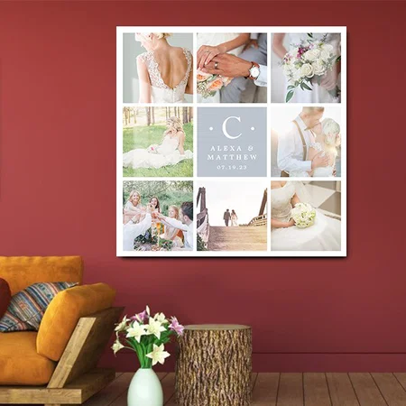Wedding Monogram 8 Photo Collage Customized Printed Square Acrylic Photo Frame