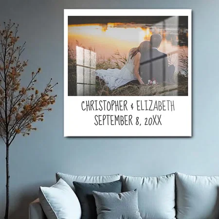 Photo with Names and Date Customized Printed Square Acrylic Photo Frame
