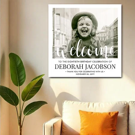 Birthday Party Modern Elegant Photo Welcome Customized Printed Square Acrylic Photo Frame