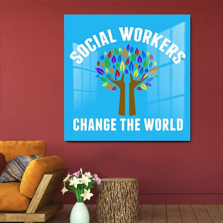 Social Services Office Themed Customized Printed Square Acrylic Photo Frame