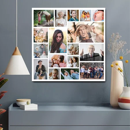 Create Your Own 17 Photo Collage Customized Printed Square Acrylic Photo Frame
