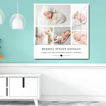 Modern Multi Photo Newborn Infant Customized Printed Square Acrylic Photo Frame