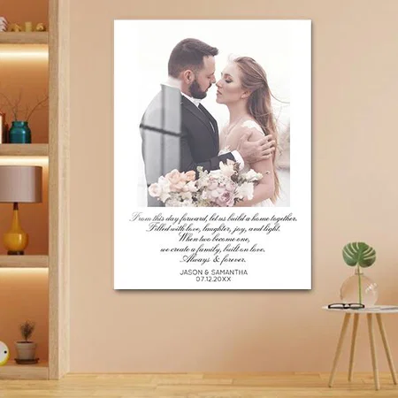 Elegant Script Huge Wedding Photo Customized Printed Rectangle Vertical Acrylic Photo Frame