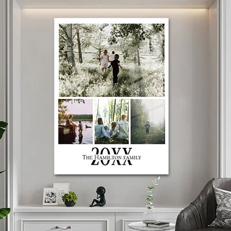 Photo and Text Photo Collage Customized Printed Rectangle Vertical Acrylic Photo Frame