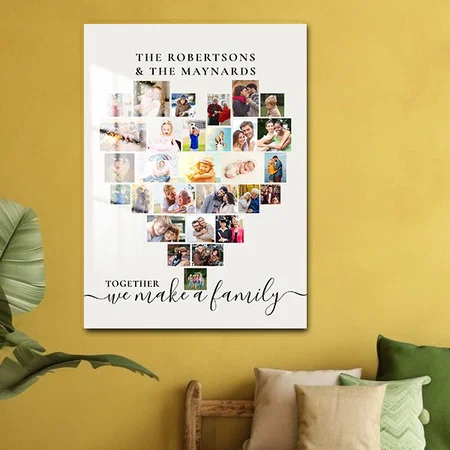 Together Heart Photo Collage Personalized Family Customized Printed Rectangle Vertical Acrylic Photo Frame