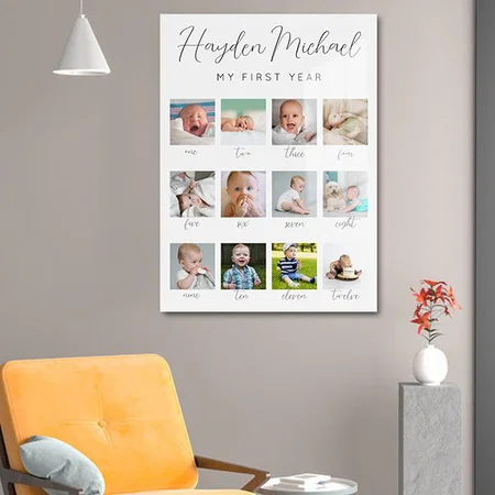 First Year Birthday Photo Sign Customized Printed Rectangle Vertical Acrylic Photo Frame