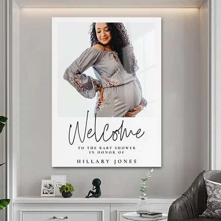 Elegant Calligraphy Baby Shower Welcome Sign Customized Printed Rectangle Vertical Acrylic Photo Frame