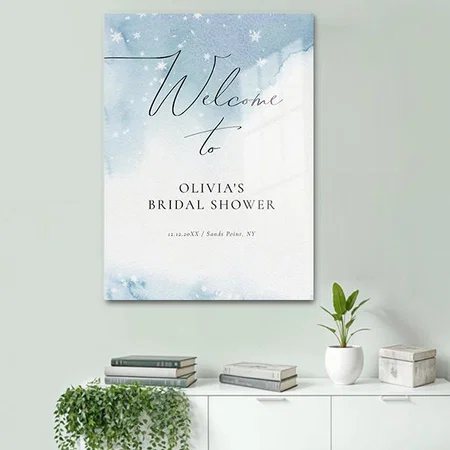 Snow in Love Blue Bridal Shower Welcome Customized Printed Rectangle Vertical Acrylic Photo Frame