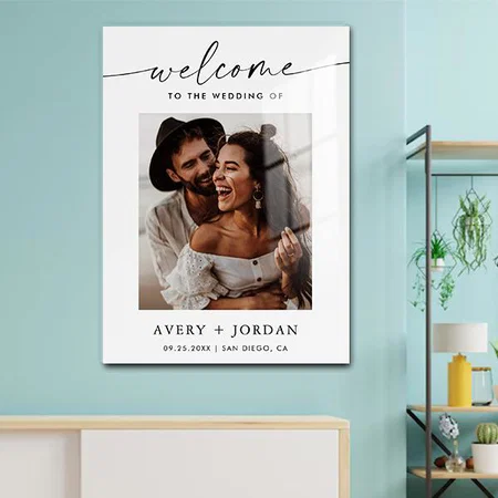 Wedding Welcome Sign Customized Printed Rectangle Vertical Acrylic Photo Frame