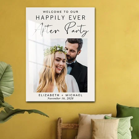 Wedding Reception Photo Cream Welcome Customized Printed Rectangle Vertical Acrylic Photo Frame