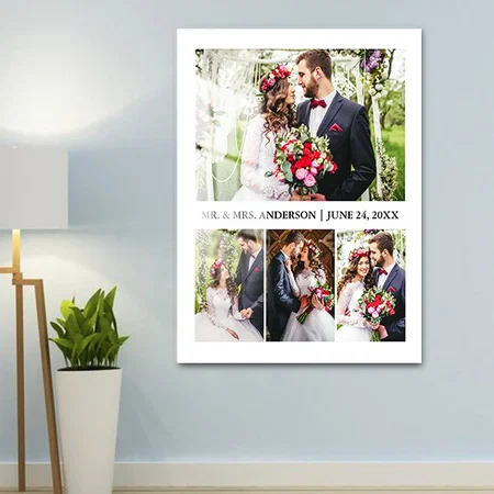 Modern Elegant 4 Photos Collage Wedding Customized Printed Rectangle Vertical Acrylic Photo Frame