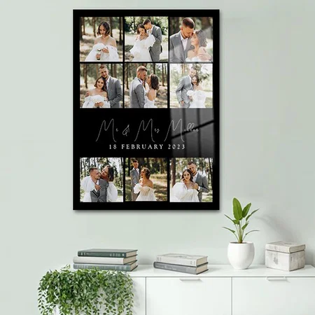 Wedding Collage Photo Customized Printed Rectangle Vertical Acrylic Photo Frame