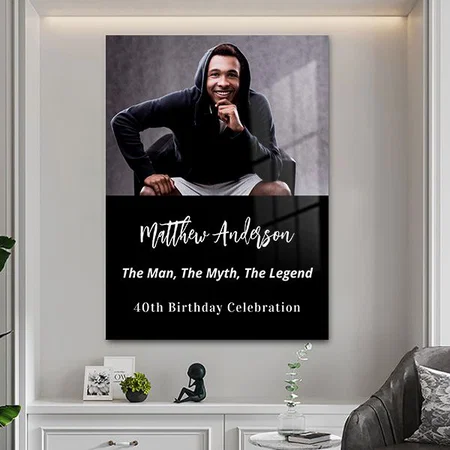 Birthday Black White Photo Man Myth Legend Customized Printed Rectangle Vertical Acrylic Photo Frame