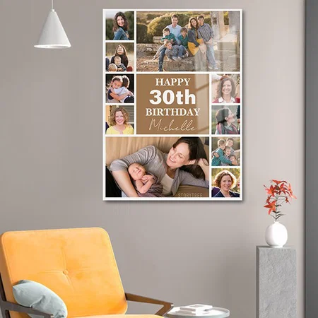 Photo Collage Any Age Custom Birthday Customized Printed Rectangle Vertical Acrylic Photo Frame