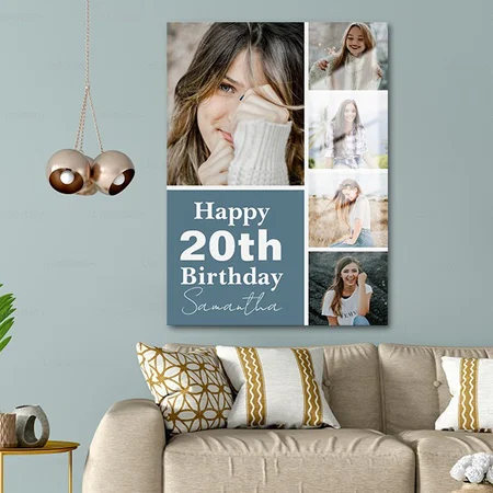 Photo Collage Any Age Custom Birthday Customized Printed Rectangle Vertical Acrylic Photo Frame