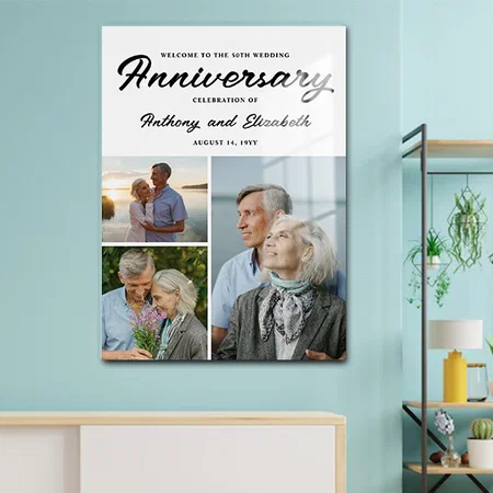 50th Wedding Anniversary 3 Photos Welcome Customized Printed Rectangle Vertical Acrylic Photo Frame