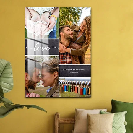 Elegant Love Script Photo Collage Customized Printed Rectangle Vertical Acrylic Photo Frame