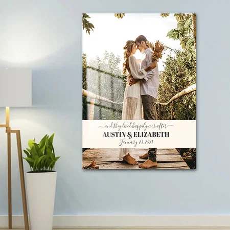 They Lived Happily Ever After Wedding Signage Customized Printed Rectangle Vertical Acrylic Photo Frame