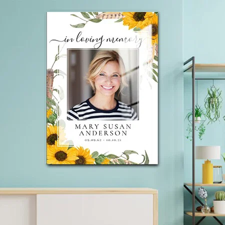 In Loving Memory Photo Sunflower Memorial Customized Printed Rectangle Vertical Acrylic Photo Frame
