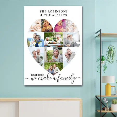 Together Custom Heart Shaped 11 Photo Collage Customized Printed Rectangle Vertical Acrylic Photo Frame