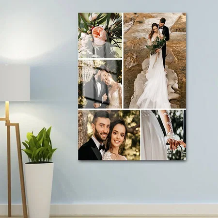 Custom Wedding Family Photo Collage Customized Printed Rectangle Vertical Acrylic Photo Frame
