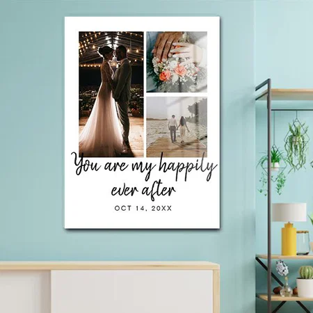 3 Photo Wedding Anniversary Collage Customized Printed Rectangle Vertical Acrylic Photo Frame