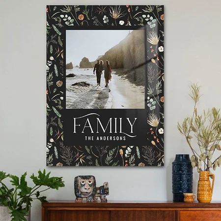 Family Photo Watercolor Botanical Elegant Modern Customized Printed Rectangle Vertical Acrylic Photo Frame