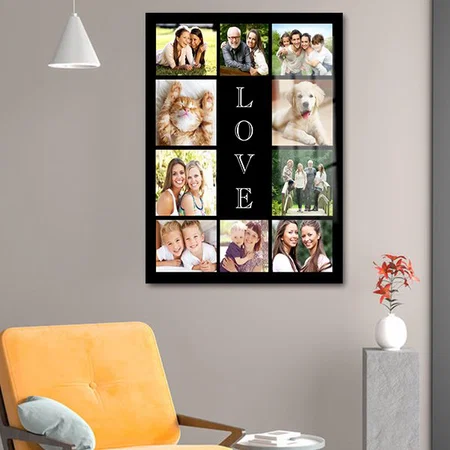 Family Love 10 Photo Collage Customized Printed Rectangle Vertical Acrylic Photo Frame