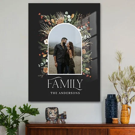 Family Photo Arch Watercolor Botanical Elegant Customized Printed Rectangle Vertical Acrylic Photo Frame