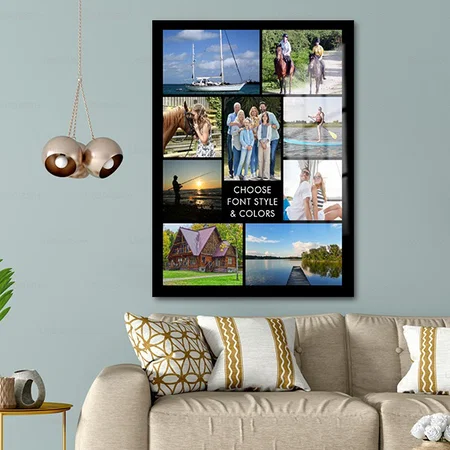 Simple 9 Photo Collage Customized Printed Rectangle Vertical Acrylic Photo Frame