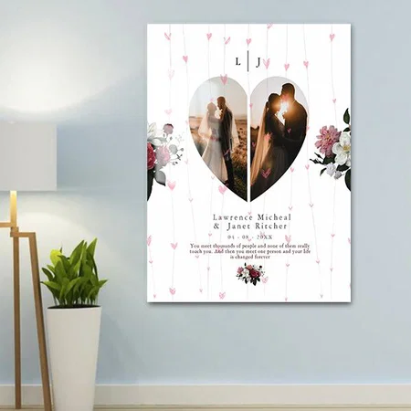 Cute White Heart Shaped Photo collage For Couple Customized Printed Rectangle Vertical Acrylic Photo Frame
