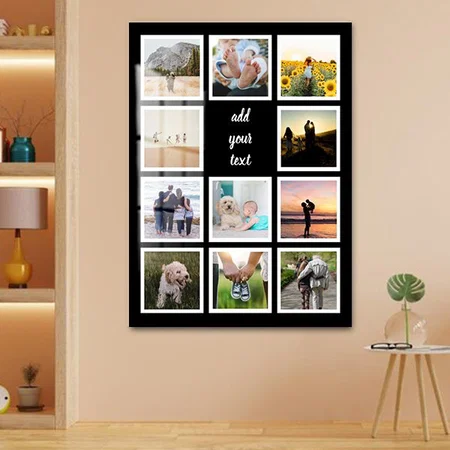Family 11 Photo Custom Collage Customized Printed Rectangle Vertical Acrylic Photo Frame