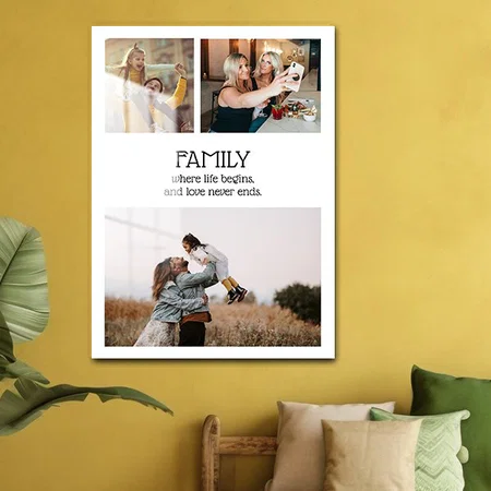 Family Quote Photo Collage Modern Customized Printed Rectangle Vertical Acrylic Photo Frame