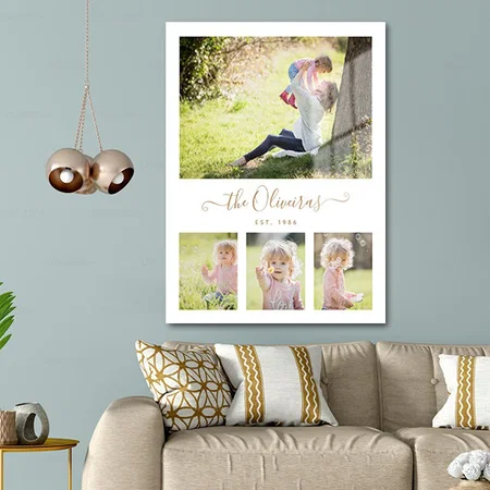 Photo Collage Family Name Simple Modern Customized Printed Rectangle Vertical Acrylic Photo Frame