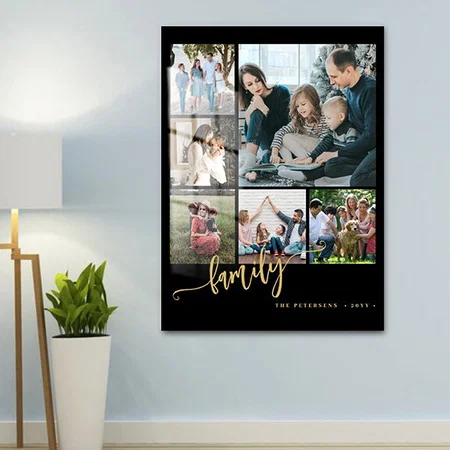 Multi Photo Collage Family Customized Printed Rectangle Vertical Acrylic Photo Frame