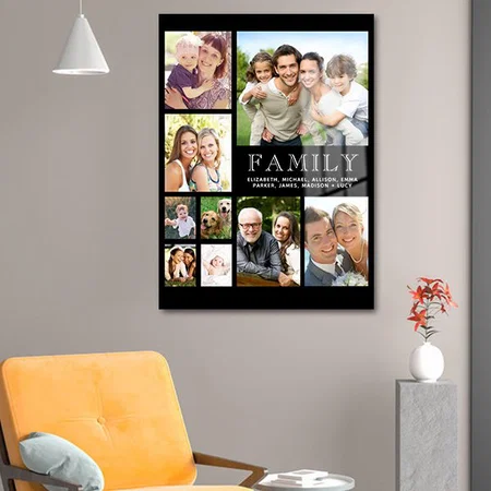 Family 9 Photo Collage Customized Printed Rectangle Vertical Acrylic Photo Frame