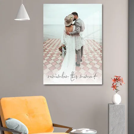 Couple Photo Remember This Moment Wedding Customized Printed Rectangle Vertical Acrylic Photo Frame