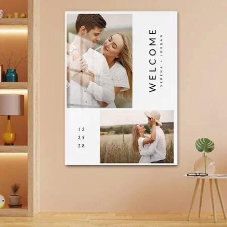 Modern Chic Elegant Custom Photo Wedding Welcome Customized Printed Rectangle Vertical Acrylic Photo Frame